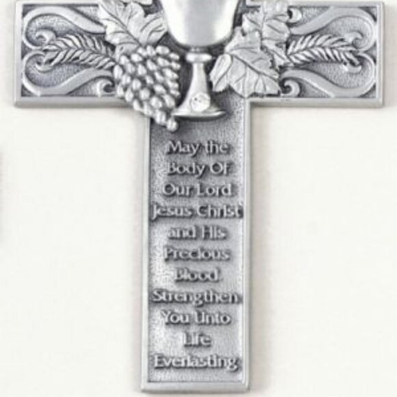 First Communion Pewter Cross by Jewelled - Picture 3 of 3